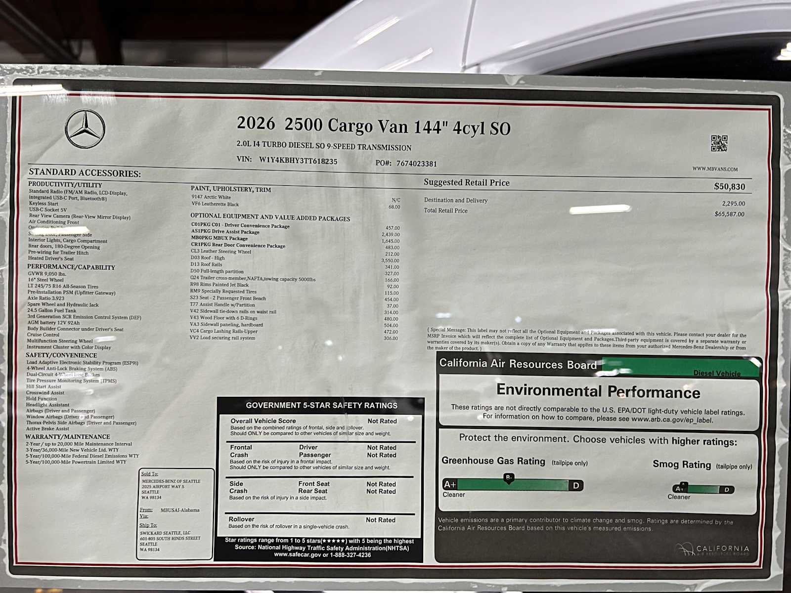 2026 Mercedes-Benz Sprinter 2500 Standard Roof I4 Diesel 144 RWD