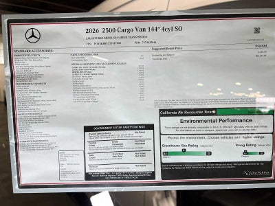 2026 Mercedes-Benz Sprinter Cargo 2500 Standard Roof I4 Diesel 144 RWD