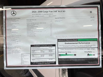 2026 Mercedes-Benz Sprinter Cargo 2500 Standard Roof I4 Diesel 144 RWD