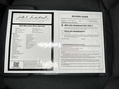2025 Mercedes-Benz Sprinter Cargo Van 2500 Standard Roof I4 Diesel 144 RWD