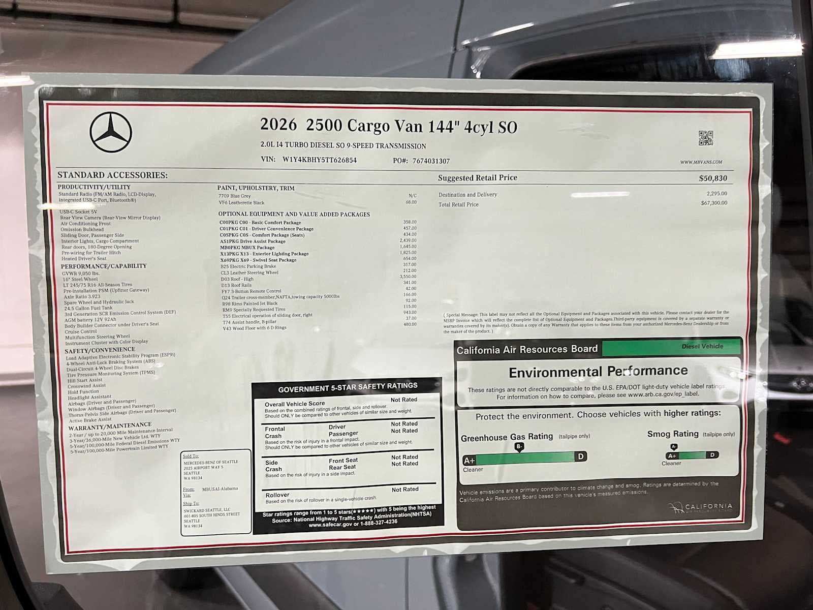 2026 Mercedes-Benz Sprinter 2500 Standard Roof I4 Diesel 144 RWD