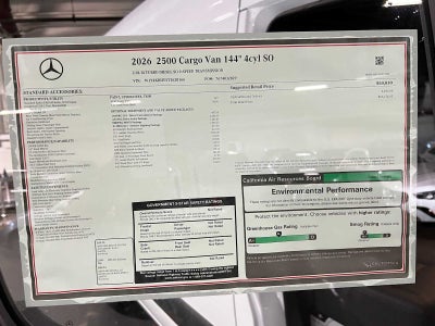2026 Mercedes-Benz Sprinter Cargo 2500 Standard Roof I4 Diesel 144 RWD