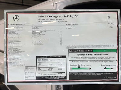 2026 Mercedes-Benz Sprinter Cargo 2500 Standard Roof I4 Diesel 144 RWD