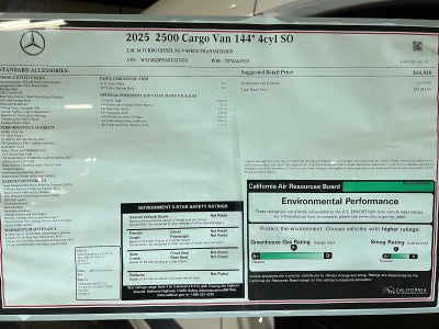 2025 Mercedes-Benz Sprinter Cargo Van 2500 Standard Roof I4 Diesel 144" RWD
