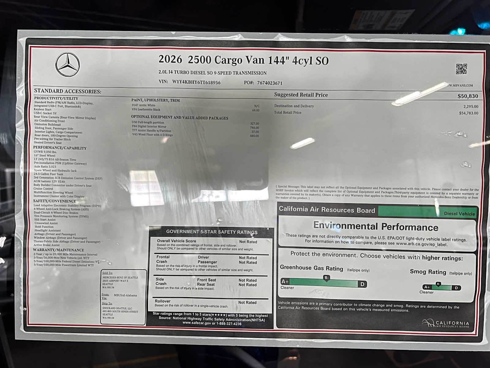 2026 Mercedes-Benz Sprinter 2500 Standard Roof I4 Diesel 144 RWD