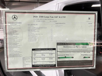 2026 Mercedes-Benz Sprinter Cargo 2500 Standard Roof I4 Diesel 144 RWD