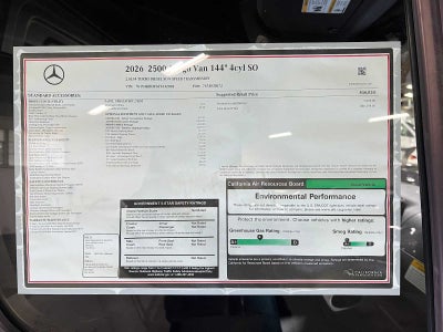 2026 Mercedes-Benz Sprinter Cargo 2500 Standard Roof I4 Diesel 144 RWD