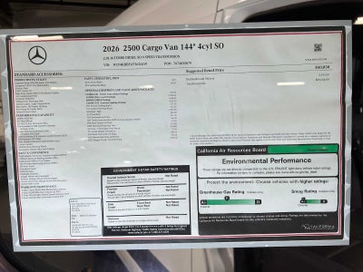 2026 Mercedes-Benz Sprinter Cargo 2500 Standard Roof I4 Diesel 144 RWD
