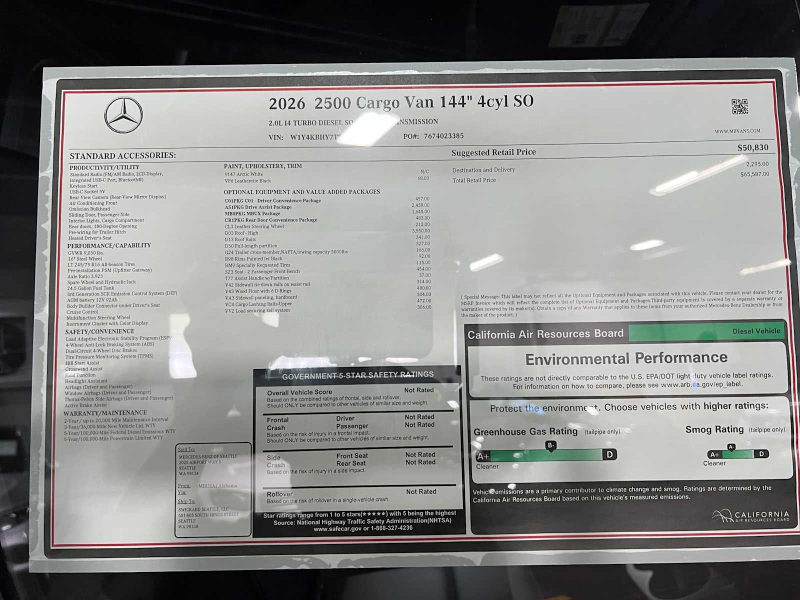 2026 Mercedes-Benz Sprinter 2500 Standard Roof I4 Diesel 144 RWD
