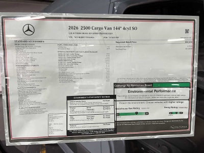 2026 Mercedes-Benz Sprinter Cargo 2500 Standard Roof I4 Diesel 144 RWD