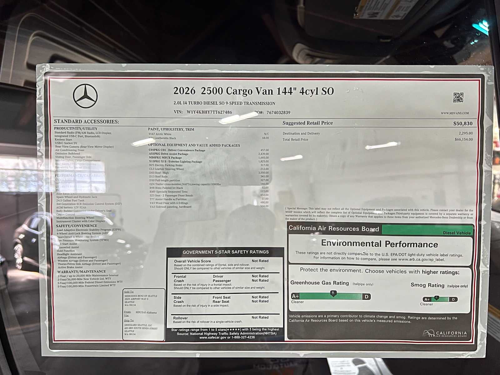 2026 Mercedes-Benz Sprinter 2500 Standard Roof I4 Diesel 144 RWD