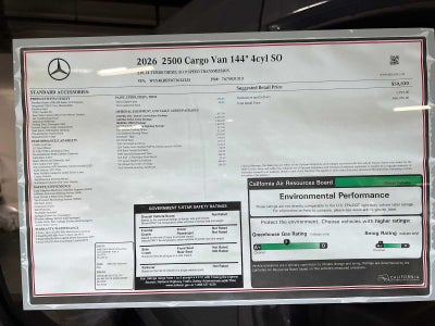 2026 Mercedes-Benz Sprinter Cargo 2500 Standard Roof I4 Diesel 144 RWD