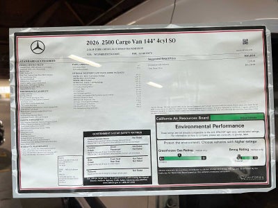 2026 Mercedes-Benz Sprinter Cargo 2500 Standard Roof I4 Diesel 144 RWD