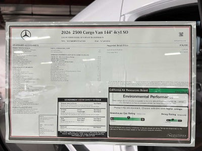 2026 Mercedes-Benz Sprinter Cargo 2500 Standard Roof I4 Diesel 144 RWD
