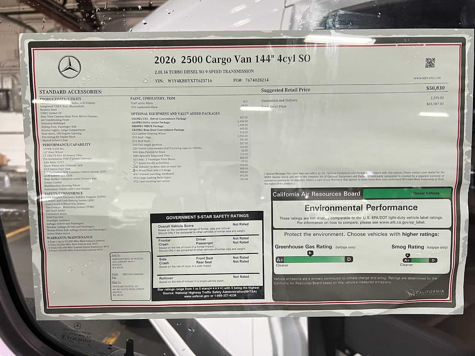 2026 Mercedes-Benz Sprinter 2500 Standard Roof I4 Diesel 144 RWD