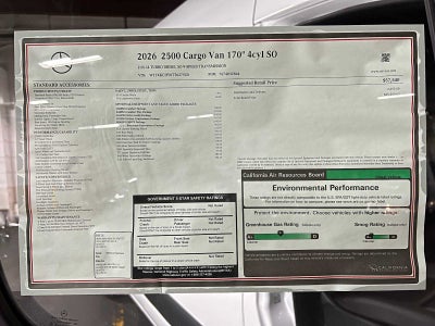 2026 Mercedes-Benz Sprinter Cargo 2500 High Roof I4 Diesel 170 RWD