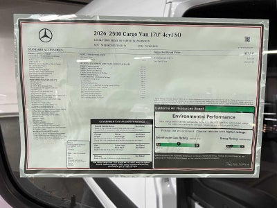 2026 Mercedes-Benz Sprinter Cargo 2500 High Roof I4 Diesel 170 RWD