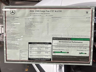 2026 Mercedes-Benz Sprinter Cargo 2500 High Roof I4 Diesel 170 RWD