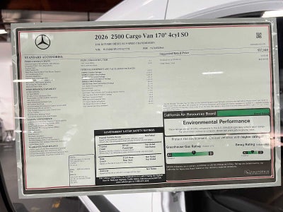 2026 Mercedes-Benz Sprinter Cargo 2500 High Roof I4 Diesel 170 RWD
