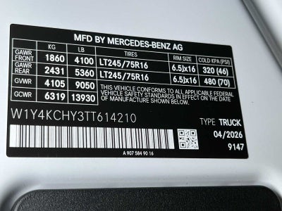 2026 Mercedes-Benz Sprinter 2500 High Roof I4 Diesel 170 RWD