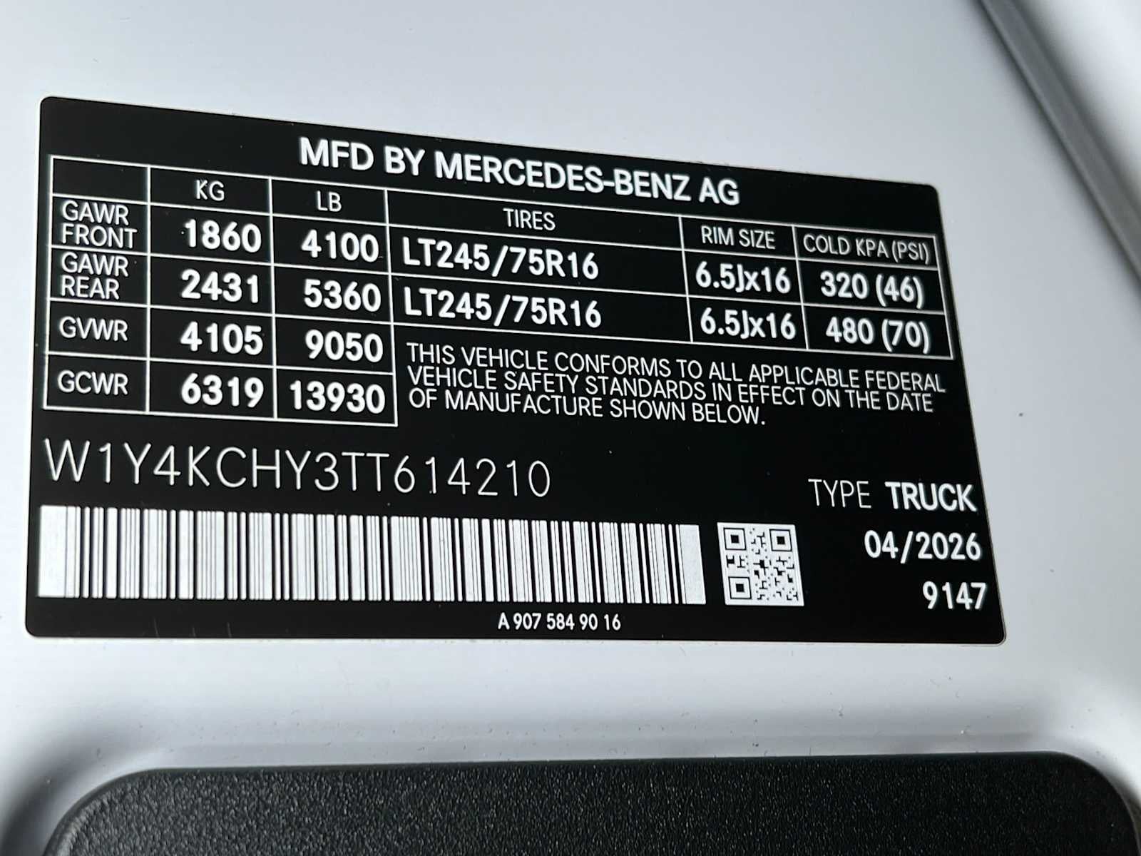 2026 Mercedes-Benz Sprinter 2500 High Roof I4 Diesel 170 RWD