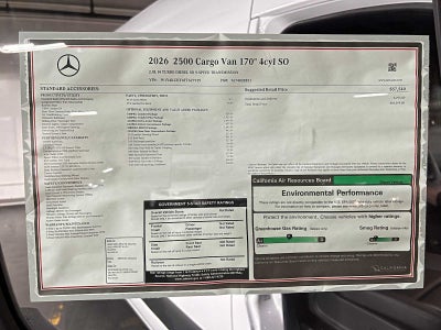 2026 Mercedes-Benz Sprinter Cargo 2500 High Roof I4 Diesel 170 RWD