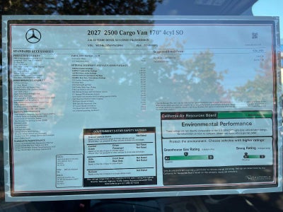 2027 Mercedes-Benz Sprinter Cargo 2500 High Roof I4 Diesel 170 RWD