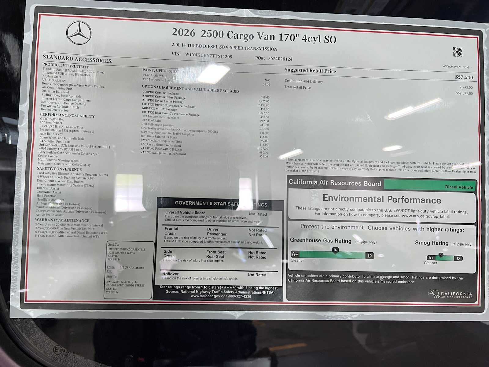 2026 Mercedes-Benz Sprinter 2500 High Roof I4 Diesel 170 RWD