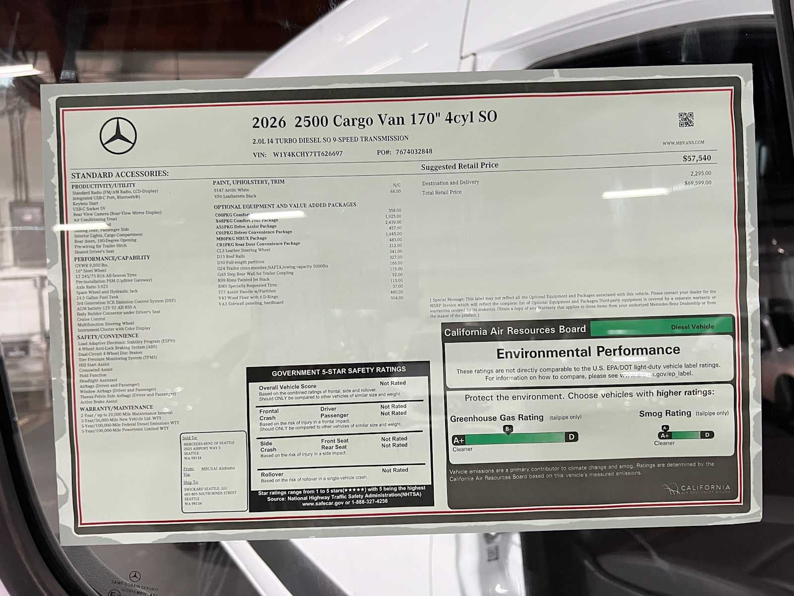 2026 Mercedes-Benz Sprinter 2500 High Roof I4 Diesel 170 RWD