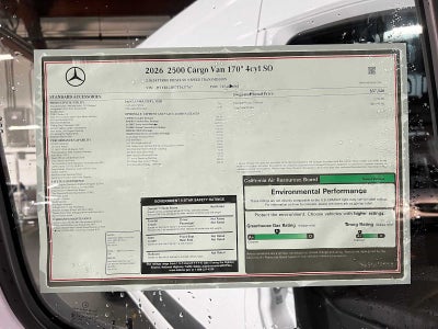 2026 Mercedes-Benz Sprinter Cargo 2500 High Roof I4 Diesel 170 RWD