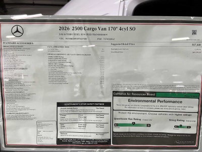 2026 Mercedes-Benz Sprinter Cargo 2500 High Roof I4 Diesel 170 RWD