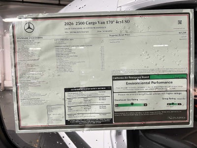 2026 Mercedes-Benz Sprinter Cargo 2500 High Roof I4 Diesel 170 RWD