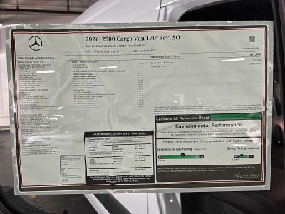 2026 Mercedes-Benz Sprinter Cargo 2500 High Roof I4 Diesel 170 RWD