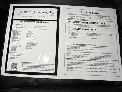 2025 Mercedes-Benz Sprinter Cargo Van 2500 Standard Roof I4 Diesel HO 144 RWD