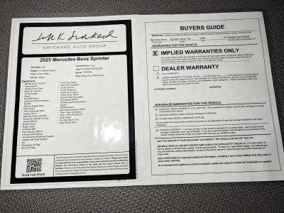 2025 Mercedes-Benz Sprinter Cargo Van 2500 Standard Roof I4 Diesel HO 144 RWD