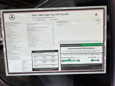 2026 Mercedes-Benz Sprinter Cargo 2500 Standard Roof I4 Diesel HO 144 RWD