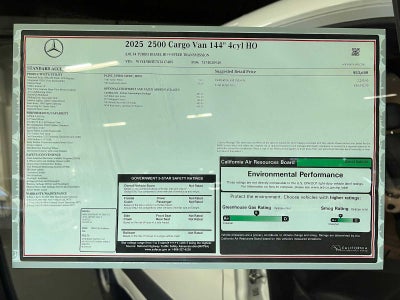 2025 Mercedes-Benz Sprinter Cargo Van 2500 Standard Roof I4 Diesel HO 144" RWD