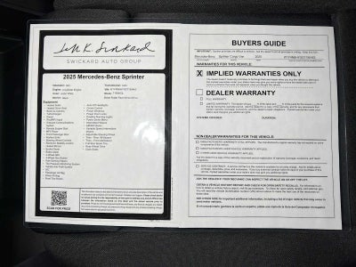 2025 Mercedes-Benz Sprinter Cargo Van 2500 Standard Roof I4 Diesel HO 144 RWD