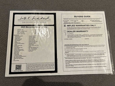 2025 Mercedes-Benz Sprinter Cargo Van 2500 Standard Roof I4 Diesel HO 144 AWD