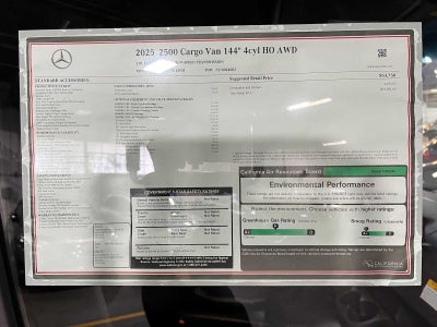 2025 Mercedes-Benz Sprinter Cargo Van 2500 Standard Roof I4 Diesel HO 144 AWD