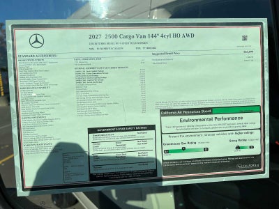 2027 Mercedes-Benz Sprinter Cargo 2500 Standard Roof I4 Diesel HO 144 AWD