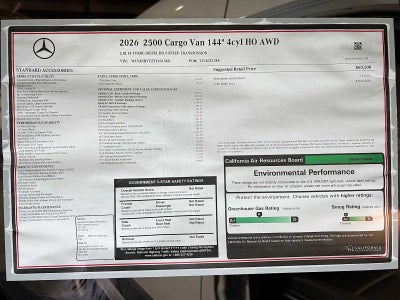 2026 Mercedes-Benz Sprinter Cargo 2500 Standard Roof I4 Diesel HO 144 AWD
