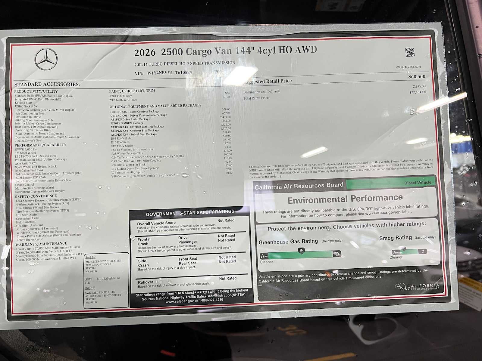 2026 Mercedes-Benz Sprinter 2500 Standard Roof I4 Diesel HO 144" AWD