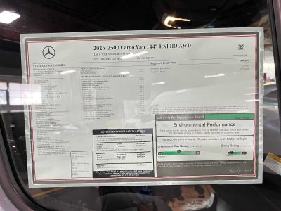 2026 Mercedes-Benz Sprinter Cargo 2500 Standard Roof I4 Diesel HO 144 AWD