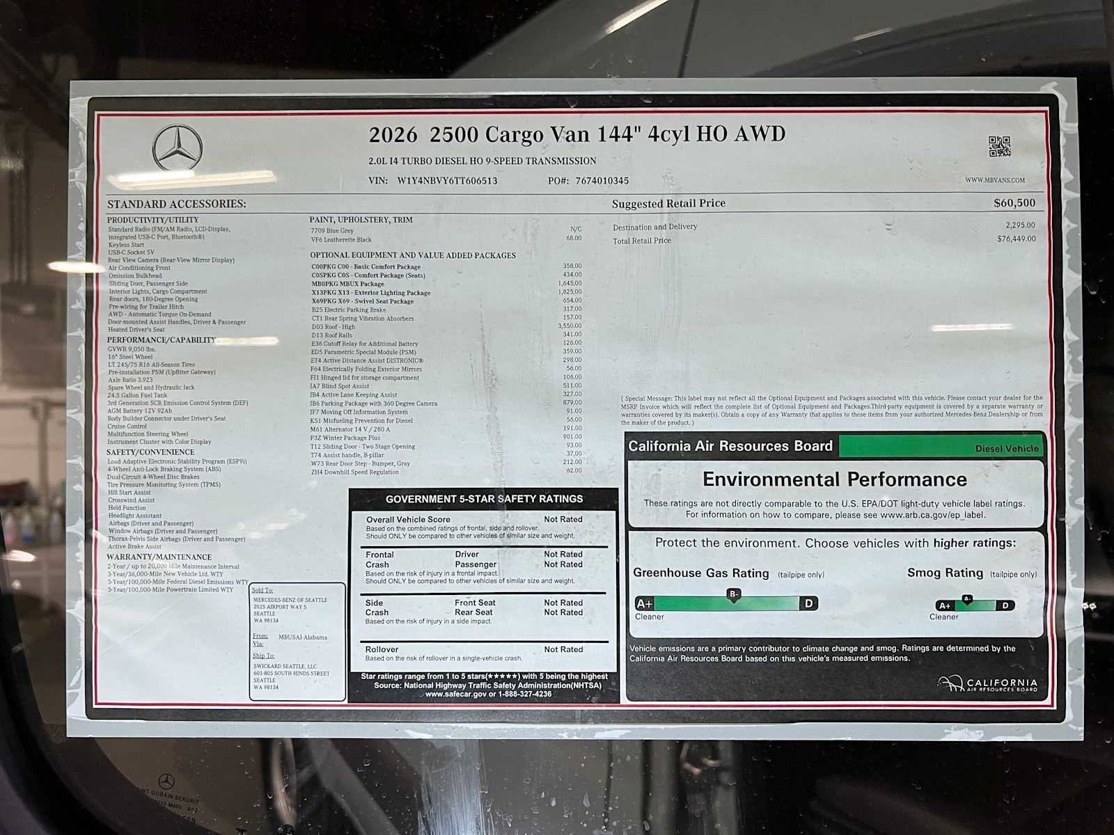2026 Mercedes-Benz Sprinter 2500 Standard Roof I4 Diesel HO 144" AWD