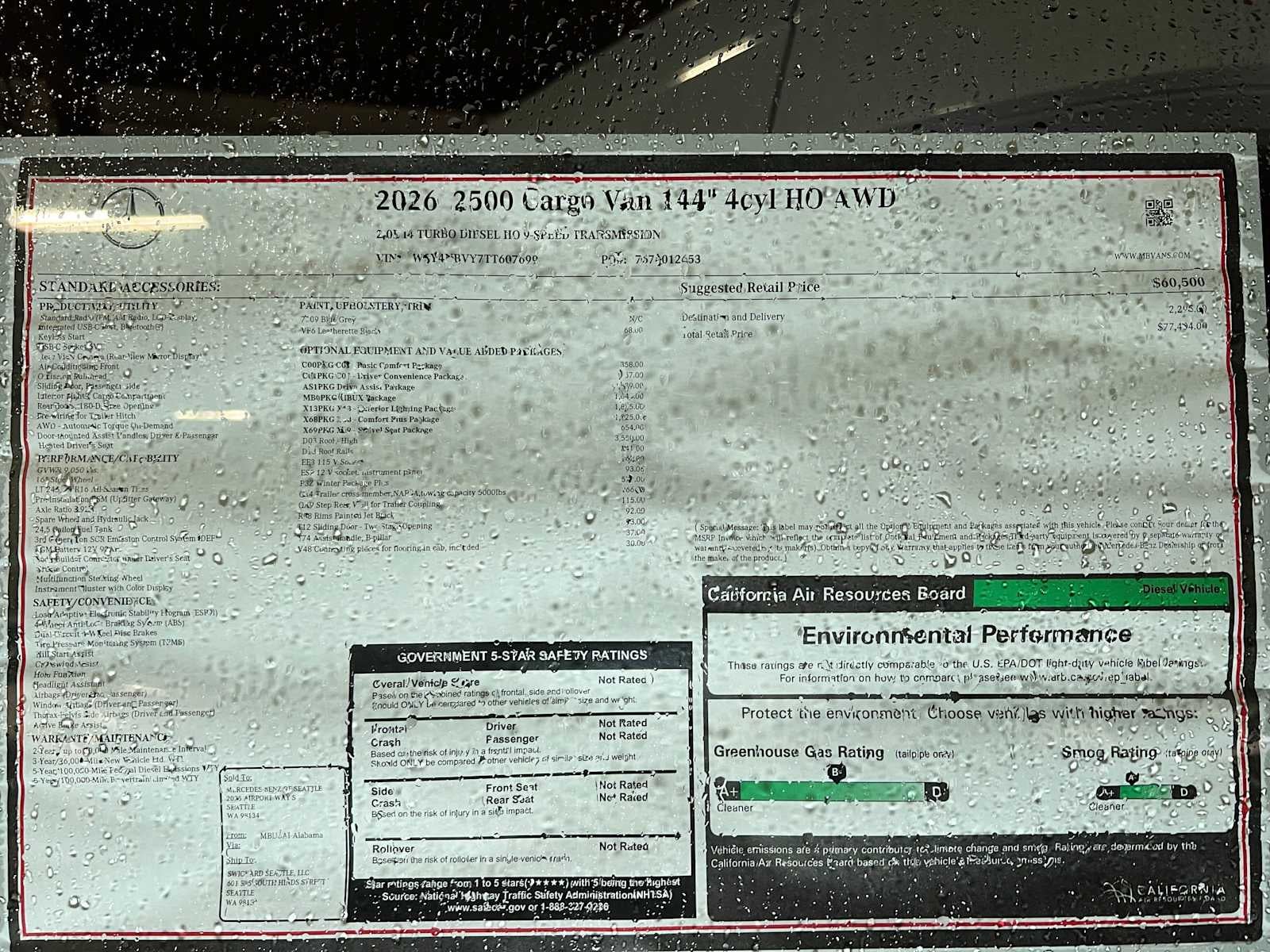 2026 Mercedes-Benz Sprinter 2500 Standard Roof I4 Diesel HO 144" AWD