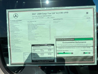 2027 Mercedes-Benz Sprinter Cargo 2500 Standard Roof I4 Diesel HO 144 AWD
