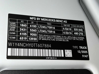 2026 Mercedes-Benz Sprinter Cargo Van 2500 High Roof I4 Diesel HO 170 RWD