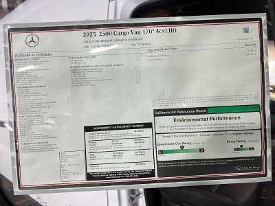 2025 Mercedes-Benz Sprinter Cargo Van 2500 High Roof I4 Diesel HO 170 RWD
