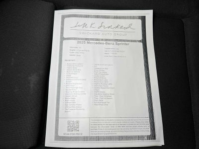 2025 Mercedes-Benz Sprinter Cargo Van 2500 High Roof I4 Diesel HO 170" RWD